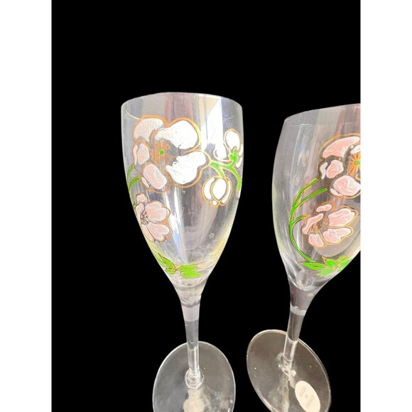 PR French Champagne Flutes Perrier Jouet Belle Epoque France Cherry Blossom - Picture 6 of 9
